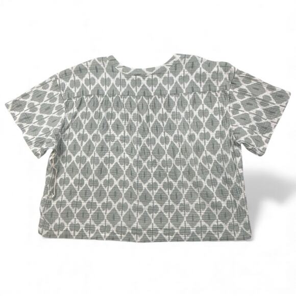 Talbots Haven Well Within Top Ikat Print Gauze SS VNeck 100% Organic Cotton XL - Picture 4 of 7